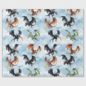 Drachen in den Wolken Geschenkpapier (Flach)