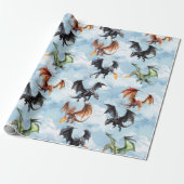 Drachen in den Wolken Geschenkpapier (Ungerollt)