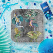 Drachen in der Ecke Pappteller (Party)