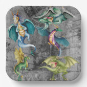 Drachen in der Ecke Pappteller (Vorderseite)