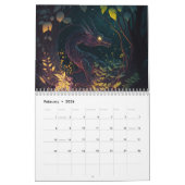 Drachen in einem nächtlichen Gartenkalender Kalender (Feb 2026)