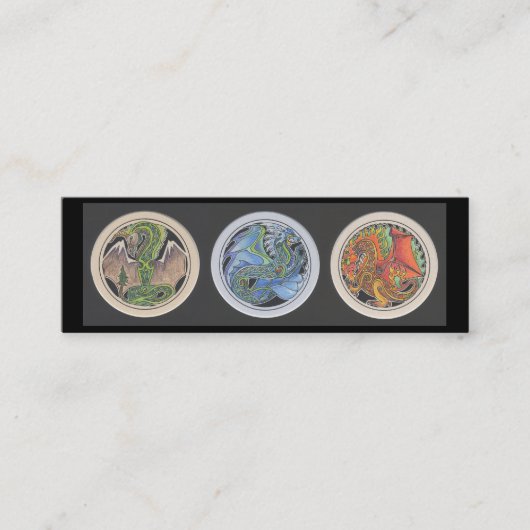 "Drachen in einer Reihe" Lesezeichen Mini Visitenkarte (Vorderseite)