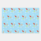 Drachen in Sky Blue Pattern Kids Geschenkpapier Set (Vorderseite 3)