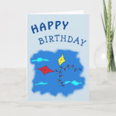 Drachen in Sky Happy Birthday Karte (Vorderseite)