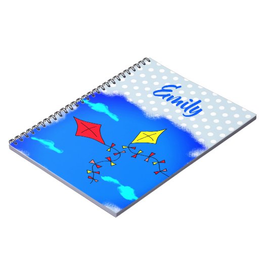 Drachen in Sky Zeichnend Kindernamen Notizblock (Linke Seite)