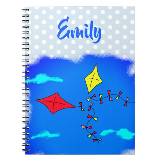 Drachen in Sky Zeichnend Kindernamen Notizblock (Vorderseite)