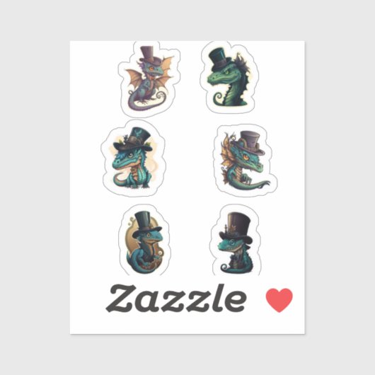 Drachen in Top Hats! Aufkleber (Blatt)