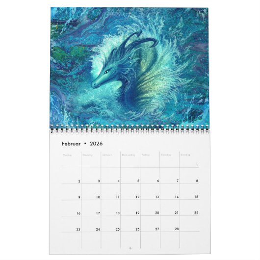 Drachen Kalender, Dragon Calendar, (28cm x 22cm) Kalender (Feb 2026)