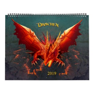 Drachen Kalender, Dragon Calendar, (36cm x 28cm) Kalender