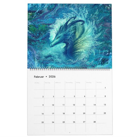 Drachen Kalender, Dragon Calendar, (36cm x 28cm) Kalender (Feb 2026)