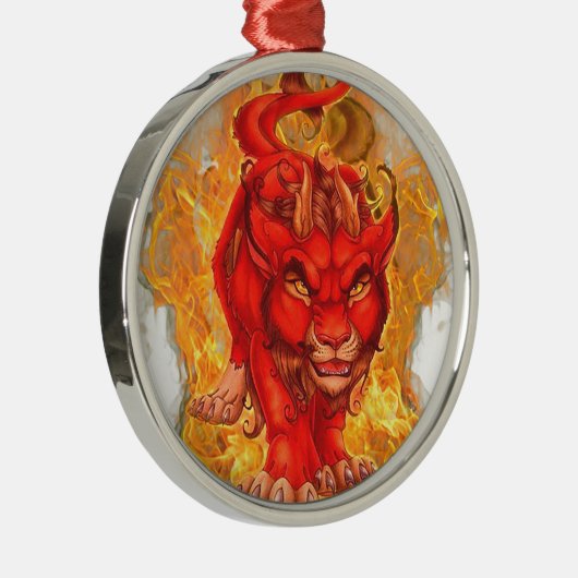 Drachen-Löwe Silbernes Ornament (Rechts)