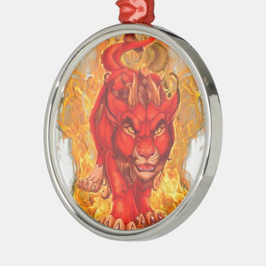 Drachen-Löwe Silbernes Ornament (Links)