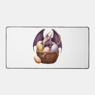 Drachen-Mädchen-Liebhaber sammelt Ostereier - Kind Schreibtischunterlage