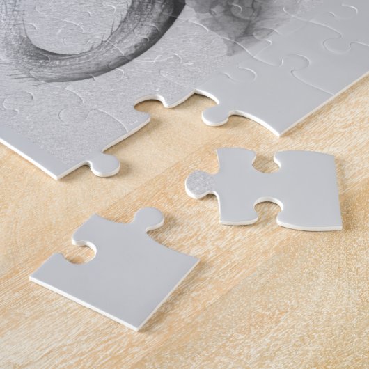 Drachen mit King Lear Zitat schwarz, grau, weiß Puzzle (Seite)