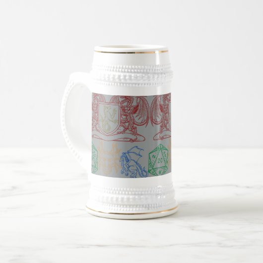 Drachen mit Würfeln Bierglas (Vorderseite Links)