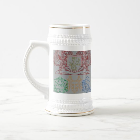 Drachen mit Würfeln Bierglas (Links)