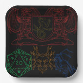 Drachen mit Würfeln Pappteller (Vorderseite)