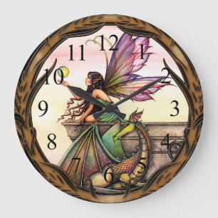 Drachen-Orbs Fee und Drachen Wanduhr