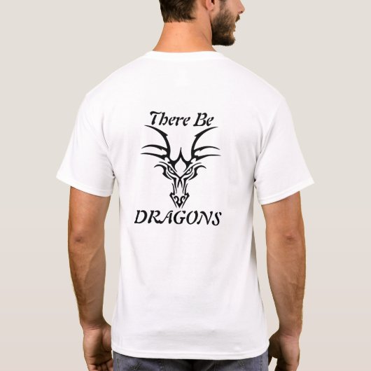 Drachen Schwarzer Silhouette Drachenschädel T-Shirt (Rückseite)