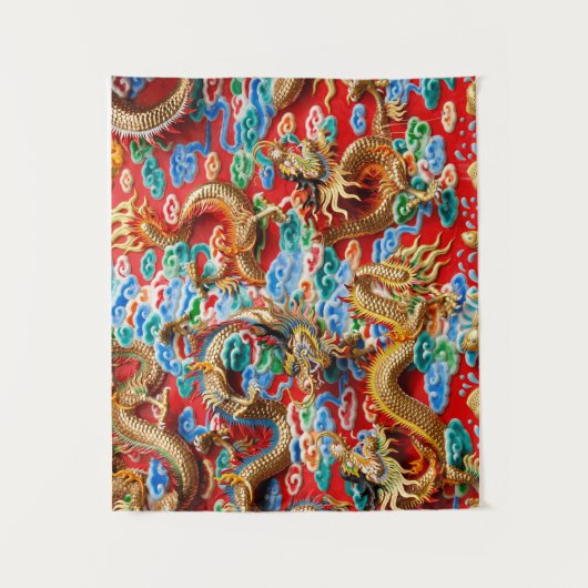 Drachen-Tempeltapestes Wandteppich (Vorderseite)