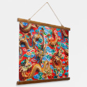 Drachen-Tempeltapestes Wandteppich Mit Holzrahmen (Gewinkelt)