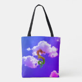 Drachen und antikes Trommelfell in den Wolken Tasche (Rückseite)