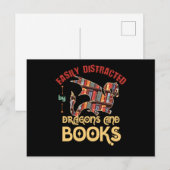 Drachen und Bücher Postkarte (Vorne/Hinten)
