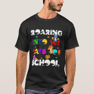 Drachen und Dinosaurier, die in 100 Tage Schoo ger T-Shirt