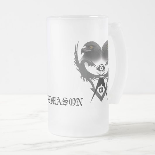 Drachen und Eagles, abstraktes S&C, FREIMAURER Mattglas Bierglas (VorderseiteRechts)