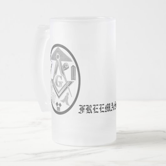 Drachen und Eagles, abstraktes S&C, FREIMAURER Mattglas Bierglas (Vorderseite Links)