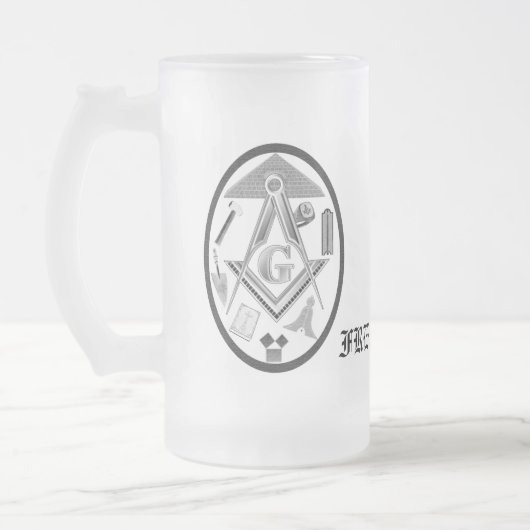 Drachen und Eagles, abstraktes S&C, FREIMAURER Mattglas Bierglas (Links)