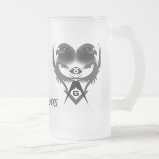 Drachen und Eagles, abstraktes S&C, FREIMAURER Mattglas Bierglas