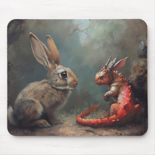 Drachen und Kaninchenfantasy Mousepad (Vorne)