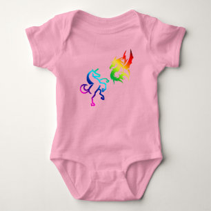Drachen und Regenbogen Unicorns Baby Bodysuit Strampler