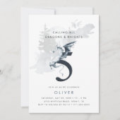 Drachen und Ritter Junge Thema 5. Geburtstag Einladung (Vorderseite)