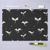 Drachen und Sterne auf schwarzem Hintergrund Seidenpapier (Handwerk)