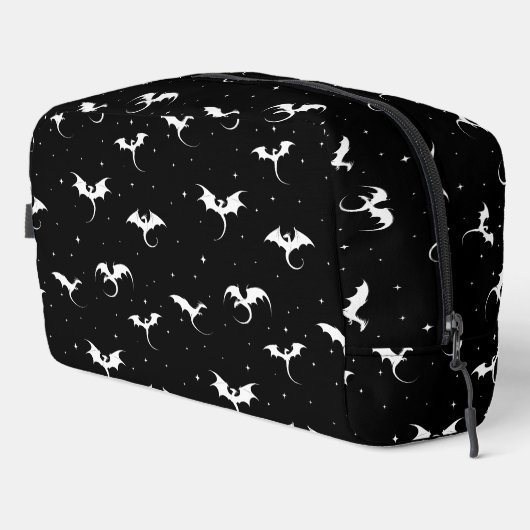Drachen und Sterne auf schwarzem Hintergrund Waschbeutel (Rechte Ecke)