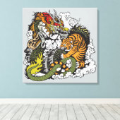 Drachen- und Tigerkampf Leinwanddruck (Insitu (Holzboden))