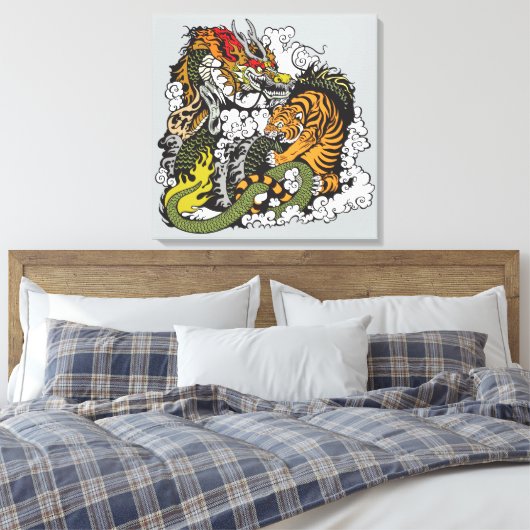 Drachen- und Tigerkampf Leinwanddruck (Insitu (Schlafzimmer))