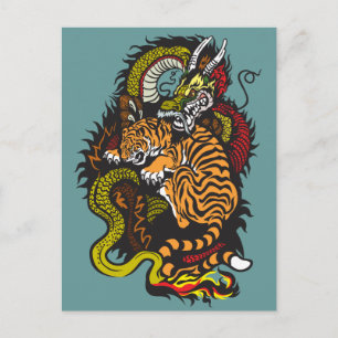 Drachen- und Tigerkampf Postkarte
