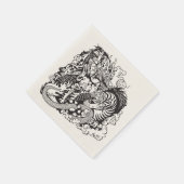 Drachen- und Tigerkampf Serviette (Ecke)
