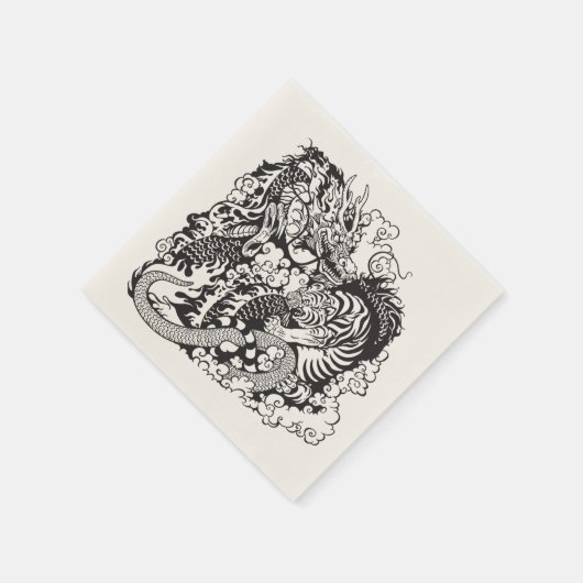 Drachen- und Tigerkampf Serviette (Ecke)