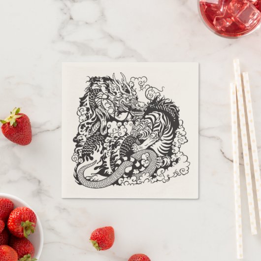 Drachen- und Tigerkampf Serviette (Beispiel)