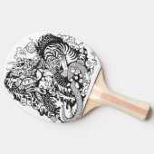 Drachen- und Tigerkampf Tischtennis Schläger (Seitenansicht)