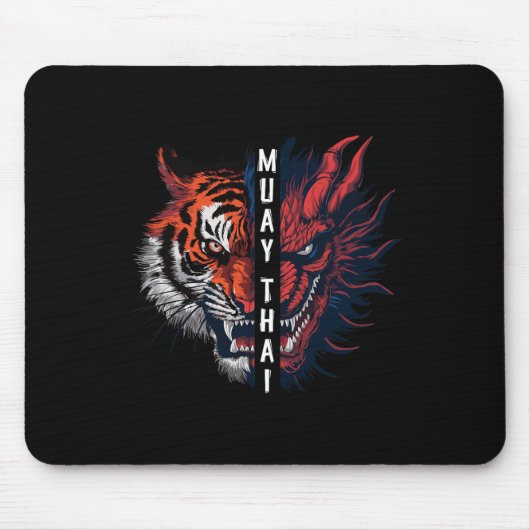 Drachen- und Tigerkopf-Muay-Thai-Kickbox-Kunst Mousepad (Vorne)