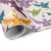 Drachen und Wolken fliegen Geschenkpapier (Rolleneckpunkt)