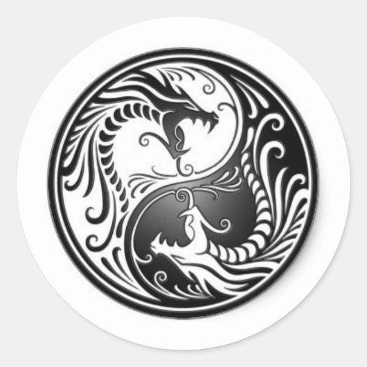 drachen von yin yang runder aufkleber (Vorderseite)
