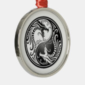 drachen von yin yang silbernes ornament (Rechts)