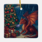 Drachen-Weihnachtsbaum-Feiertag Keramikornament (Vorderseite)