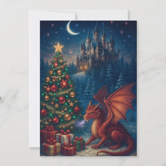 Drachen-Weihnachtsbaum Feiertagskarte (Vorderseite)